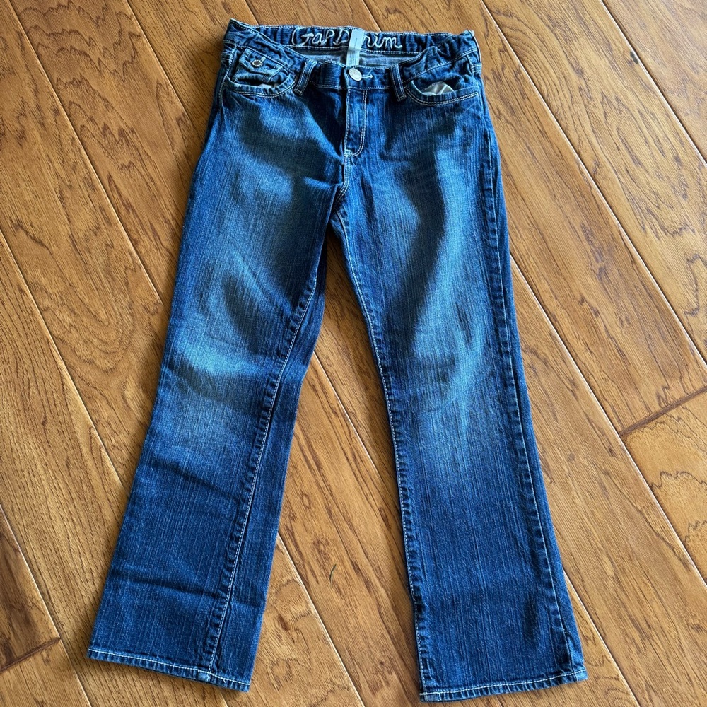 Gap Straight Leg Jeans Girl’s 12 Plus Medium Wash Denim Adjustable Waist
